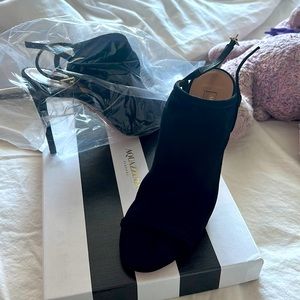 Black Suede open-toe heels